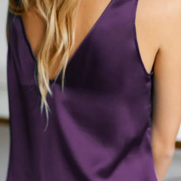 Mulberry Purple Amalfi 100% Silk Tank Camisole size M 10 - Picture 4 of 16